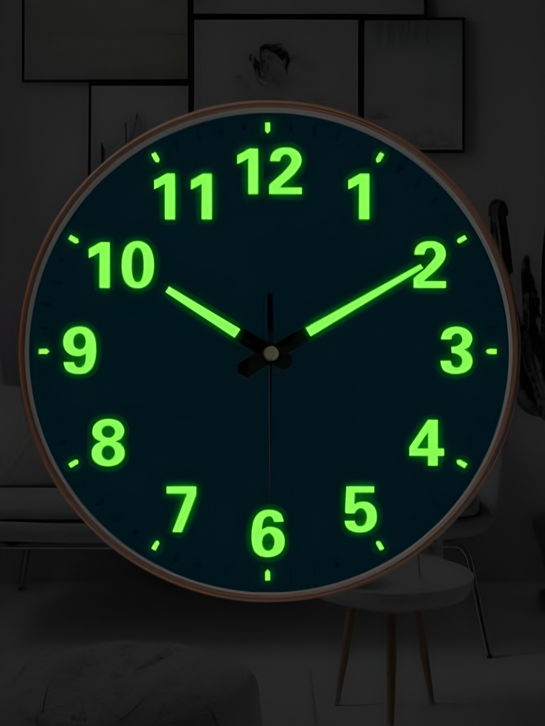 Star work Teal Blue & Green Round Contemporary Analogue Wall Clock