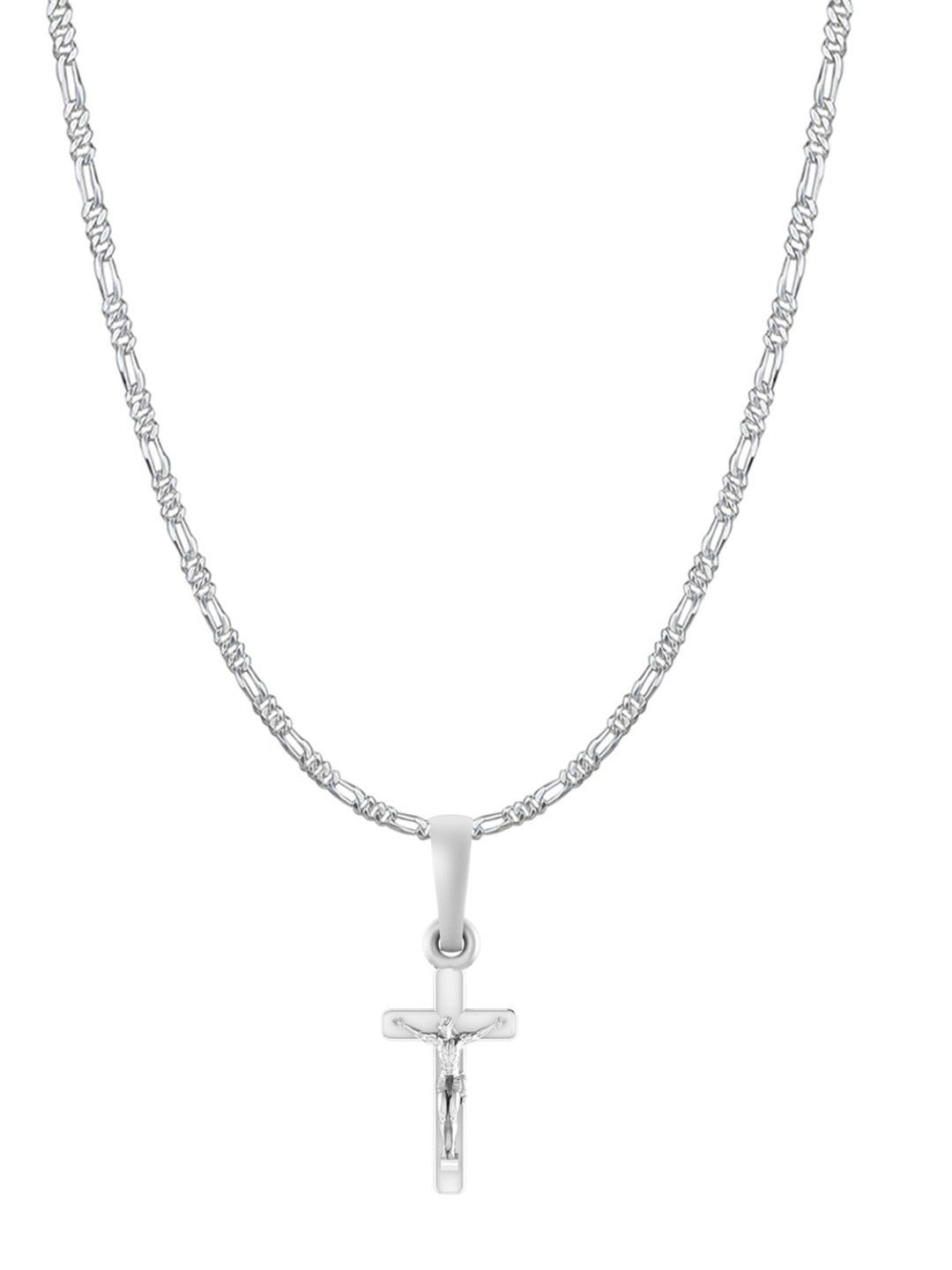 Metronaut 925 Sterling Silver Jesus Pendants With Figaro Chains