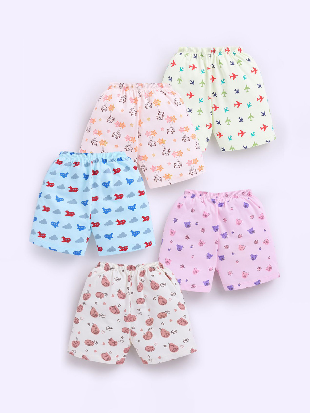 MooNKids Infants Pack Of 5 Printed Cotton Boyshort Briefs MK_Brief_5 pnk blu pch beig