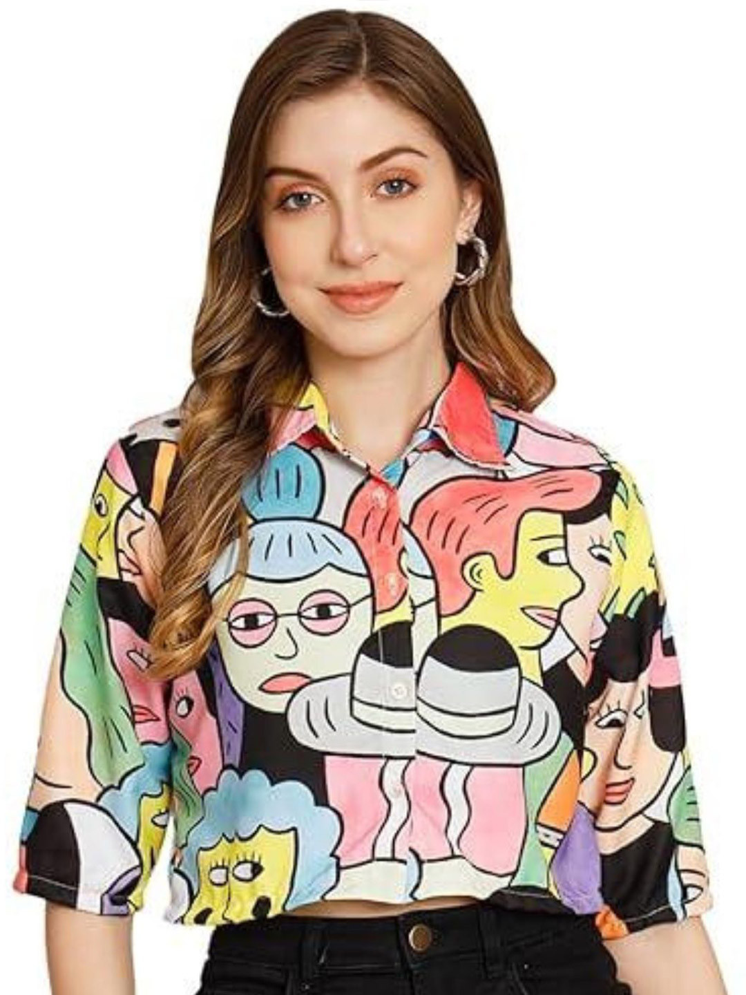 Funday Fashion Women Printed Boxy Casual Shirt
