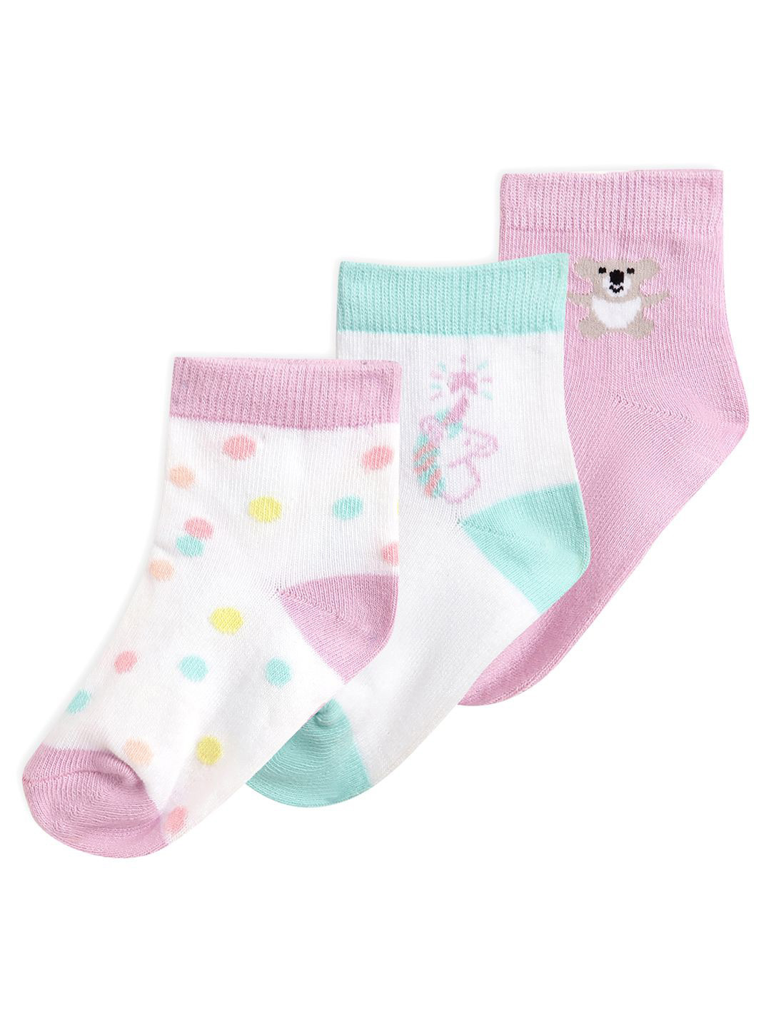 MiArcus Infant Girls Pack Of 3  Bamboo Printed Socks