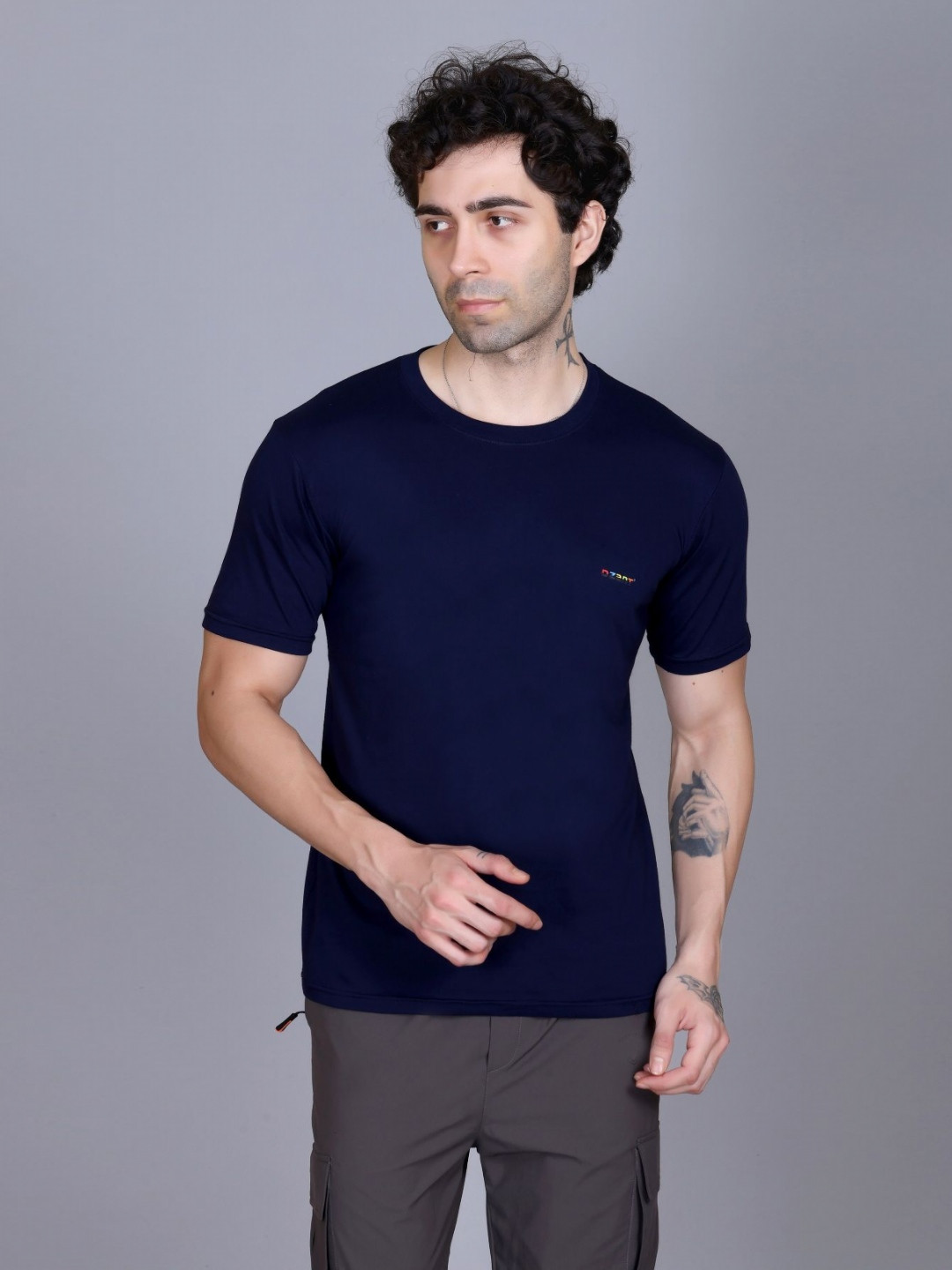 Dzant Men Air Max Solid Round Neck Cotton T-shirt
