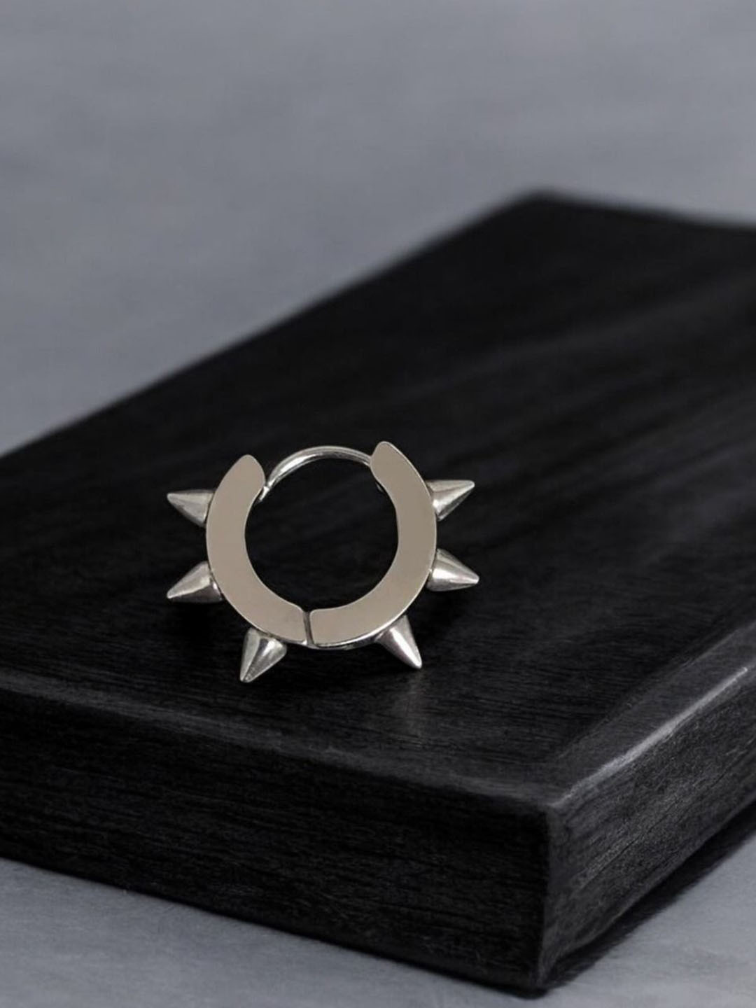 The Roadster Lifestyle Co. Men Circular Shaped Spike Hoop Earrings