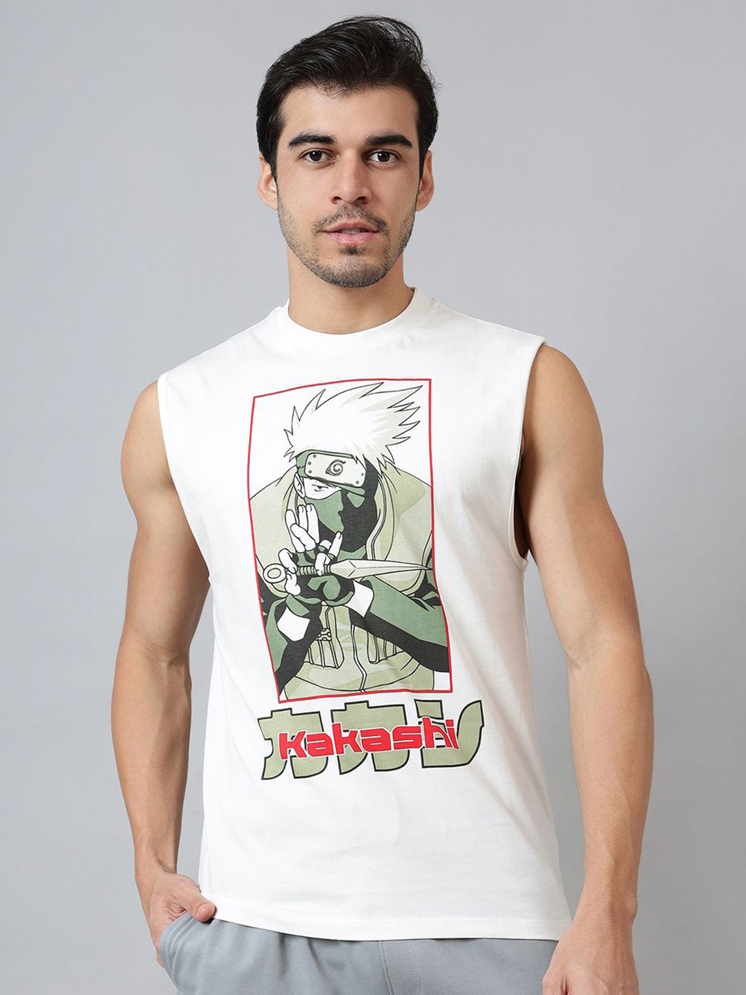 Naruto Graphic Anime Printed Cotton Muscle T-Shirt