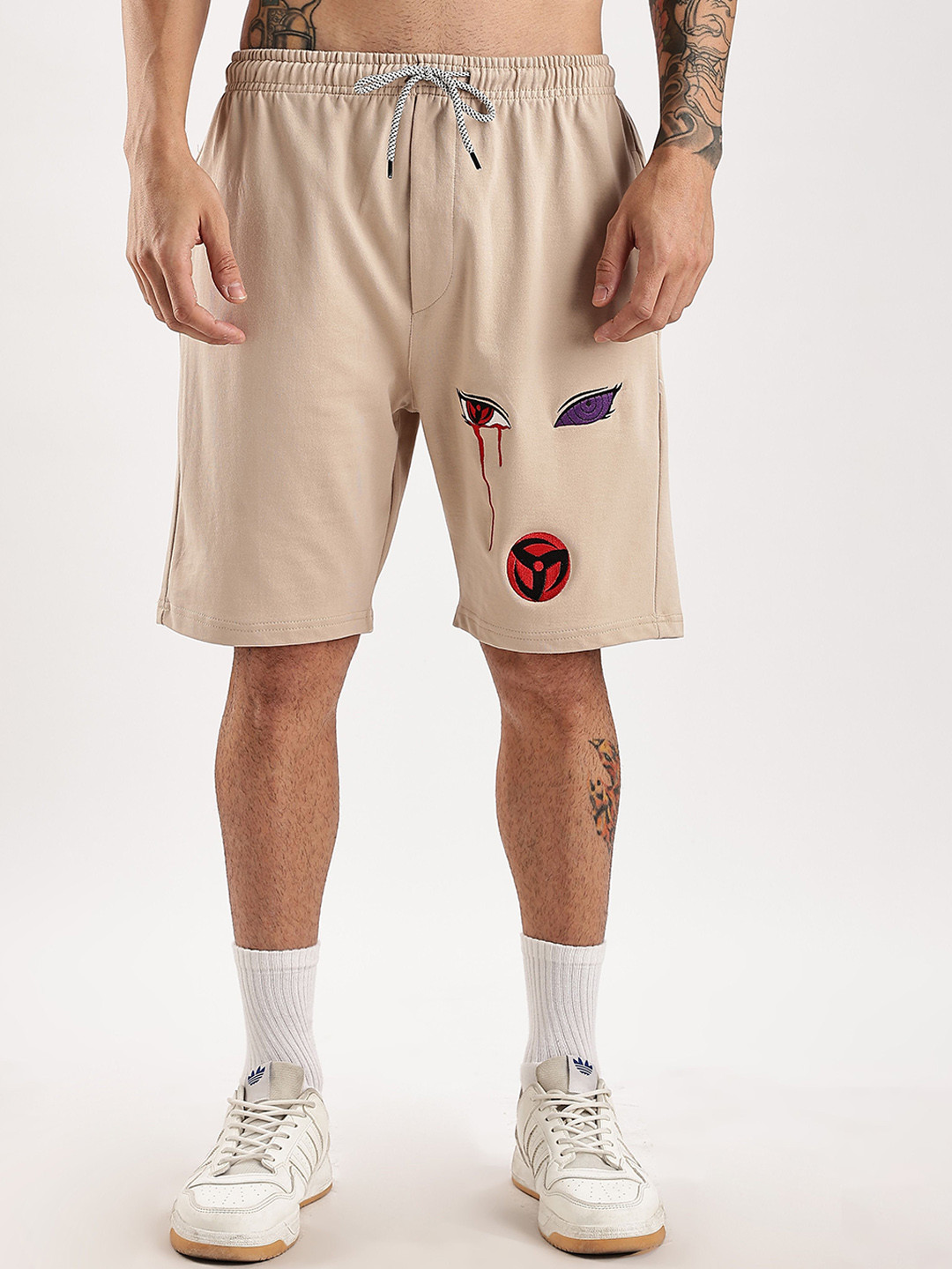 Aerio Men Relax Fit Embroidery Artwork Shorts