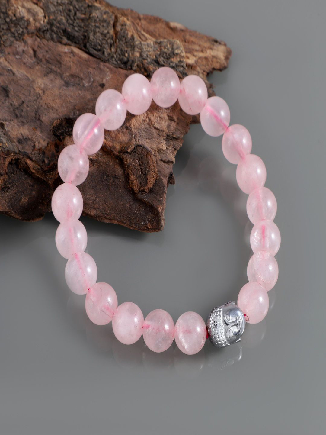 Nirvana Unisex Rose Quartz Buddha Crystals Bracelet