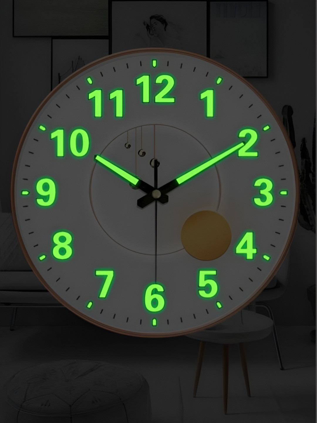 Star work R Pearl White Plastic Large Display Round Battery Analogue Wall Clock-30cm