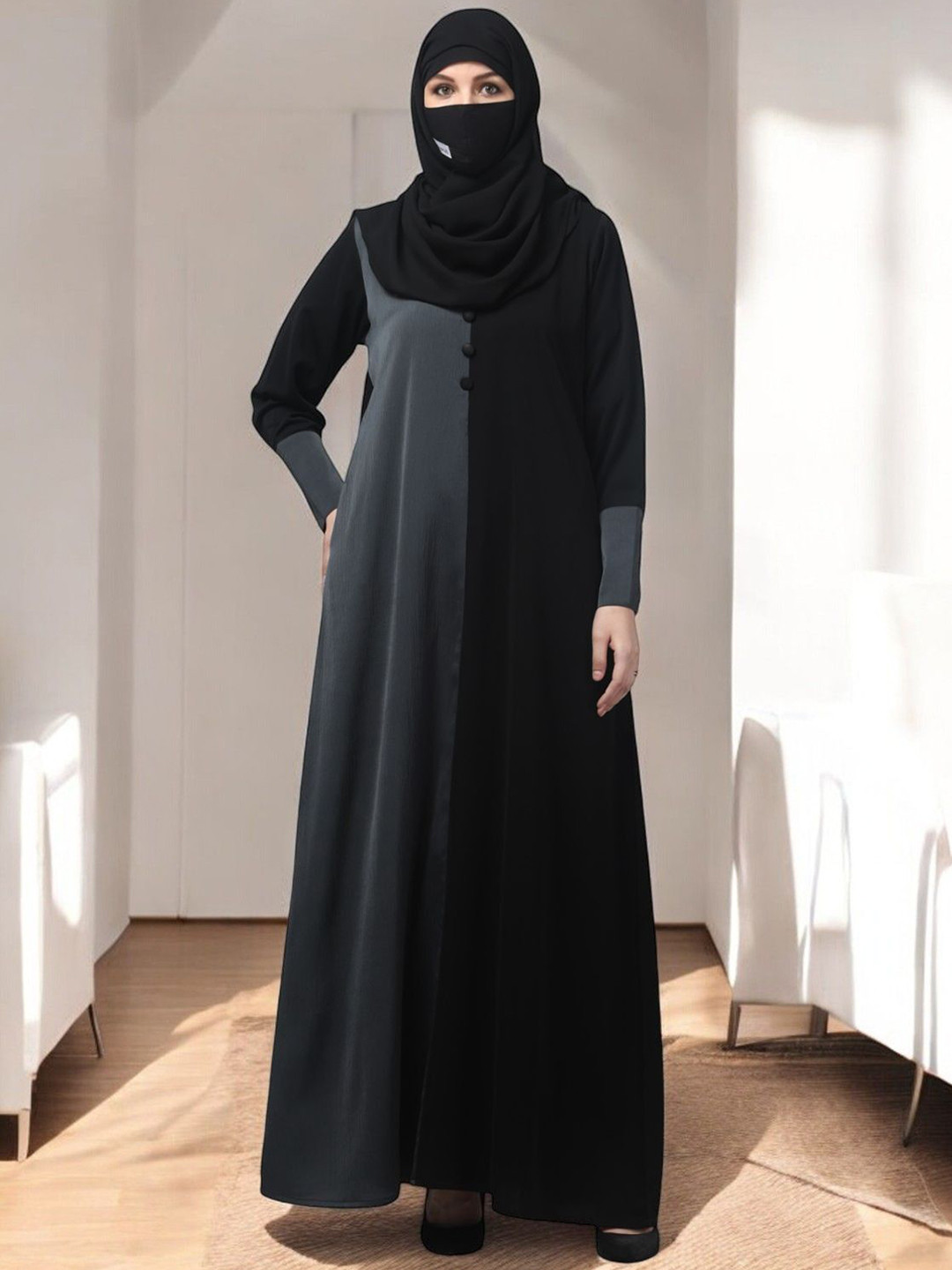BASHARIYA Round Neck Long Sleeves Abaya
