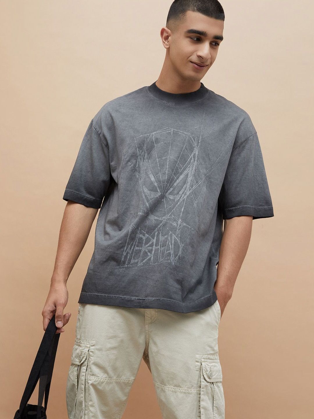 Fame Forever by Lifestyle Men Spider-Man Graphic Printed Cotton Oversized T-shirt