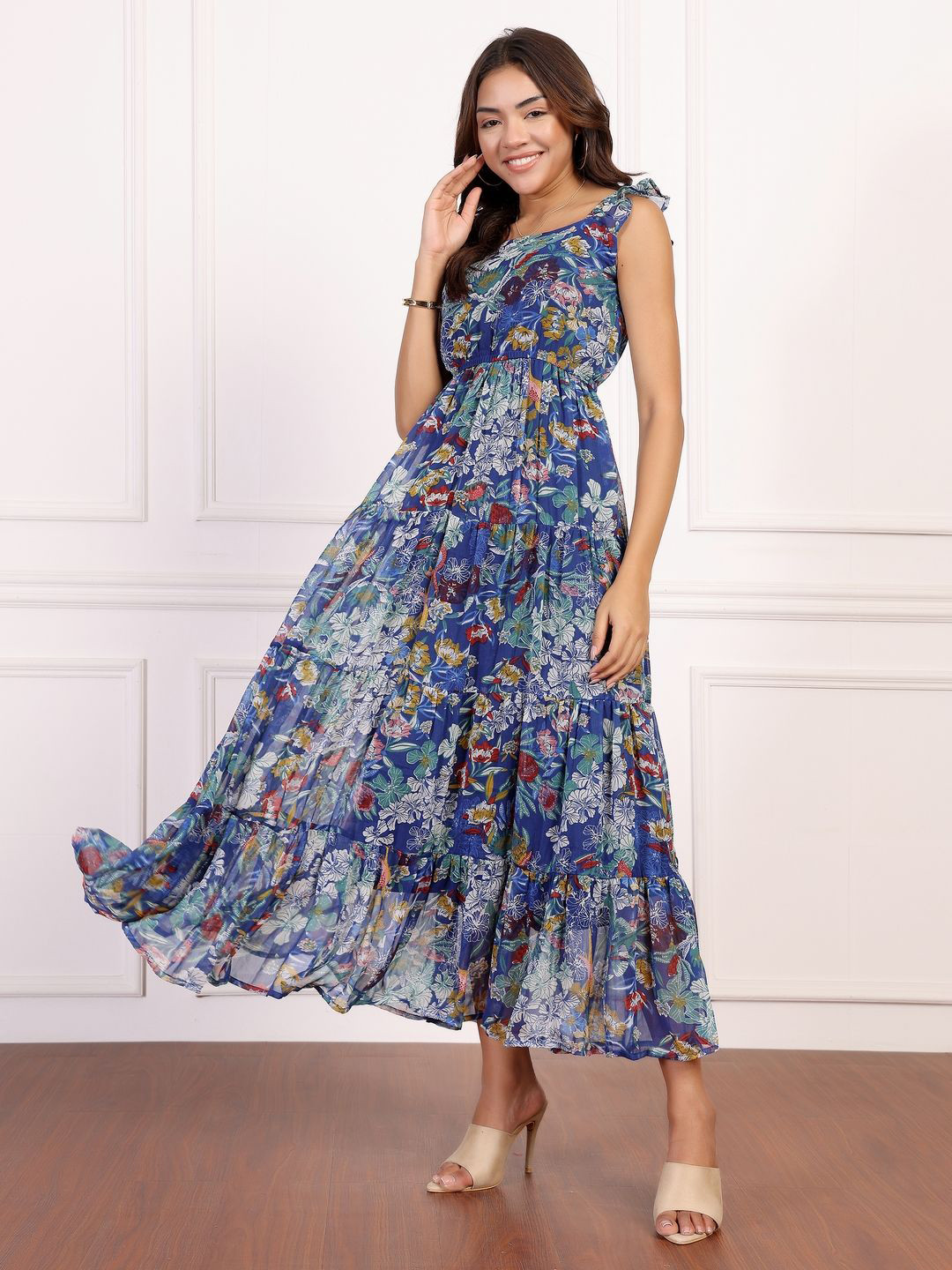 Mast & Harbour Women Floral Print Georgette Empire Dress