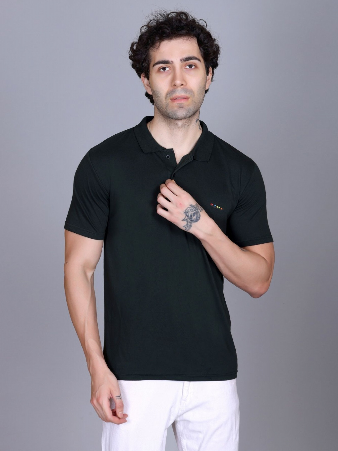 Dzant Men Air Max Solid Polo Collar Cotton T-shirt
