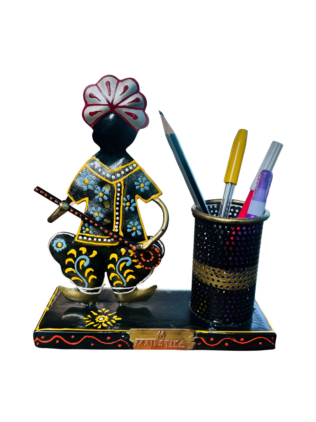 MAJESTIKA Blue Iron Metallic Prayer Room Small Showpiece - 7.5 Inches
