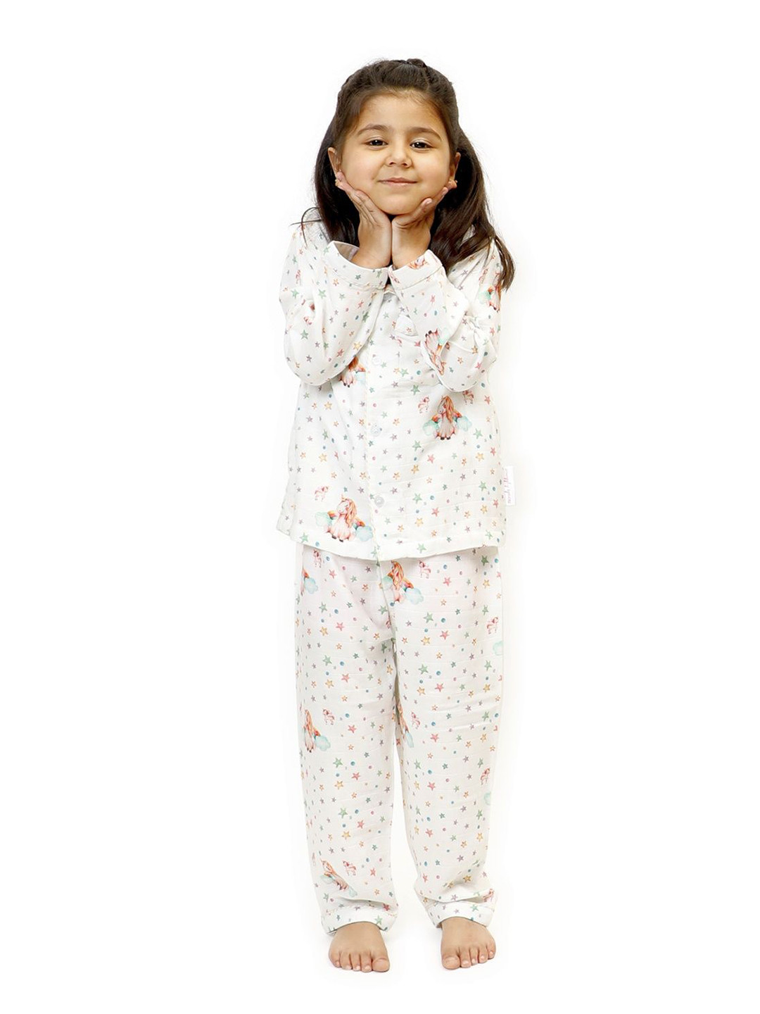 Snuggly Spaces Miss Bella the Unicorn Girls Bamboo Muslin Printed Night Suits