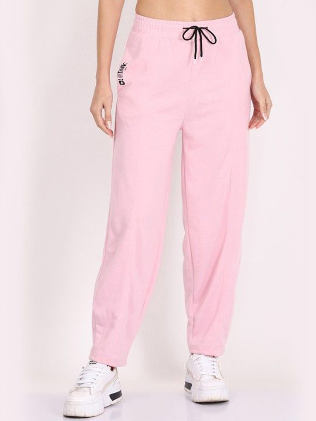 CLOTHINK INDIA Women Cotton Relaxed-Fit Mid Rise Track Pant