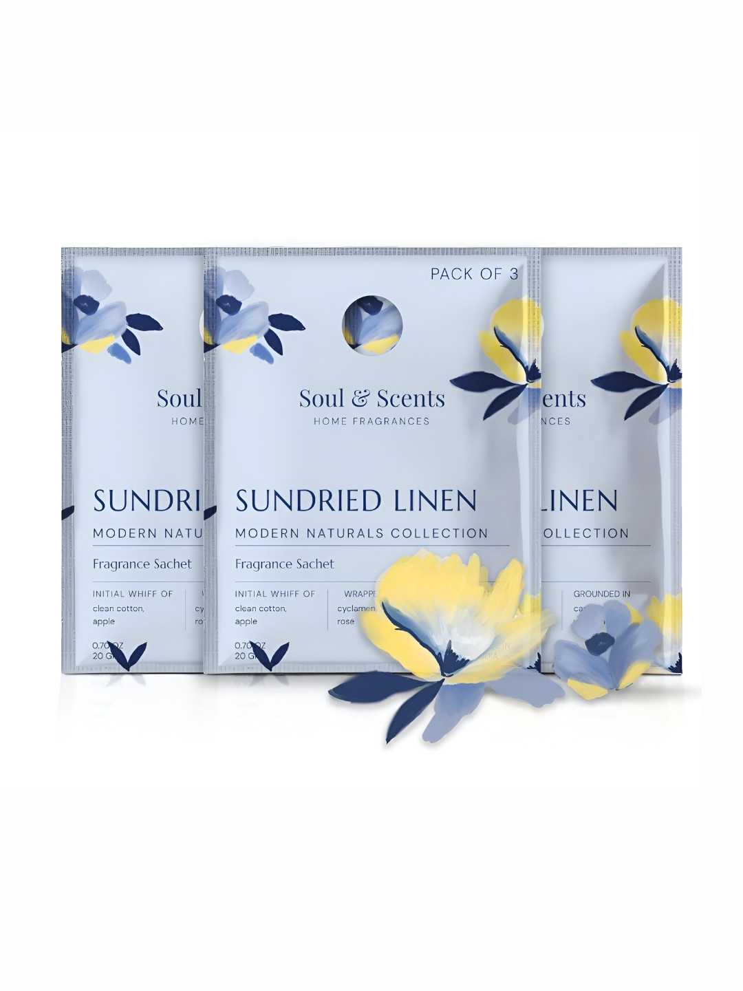SOUL & SCENTS Pack of 3 Sundried Fragrance Sachet 20g Each