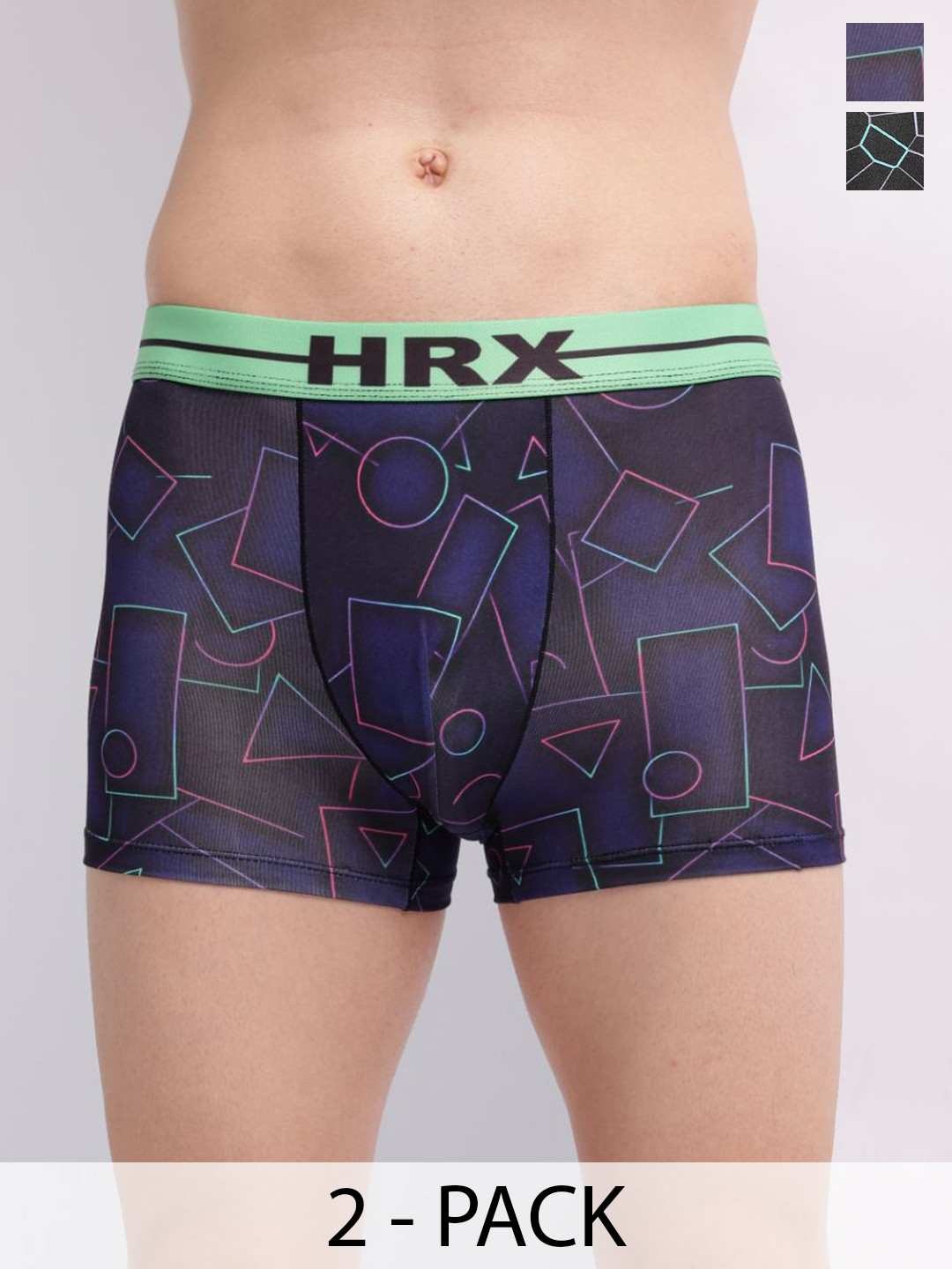 HRX by Hrithik Roshan Pack Of  2 Printed Breathability Trunks HTO-PV-Print-110-114-S