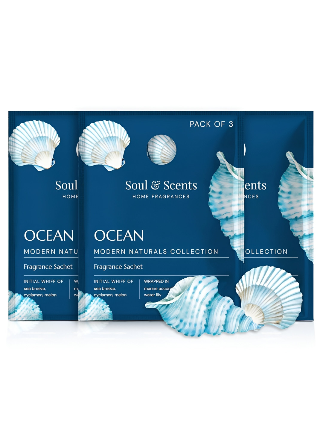 SOUL & SCENTS Pack of 3 Ocean Fragrance Sachet 20g Each