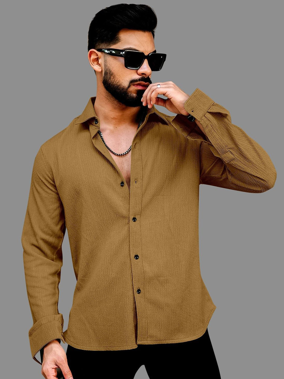 VORTEX Men Textured Slim Fit Original Casual Shirt