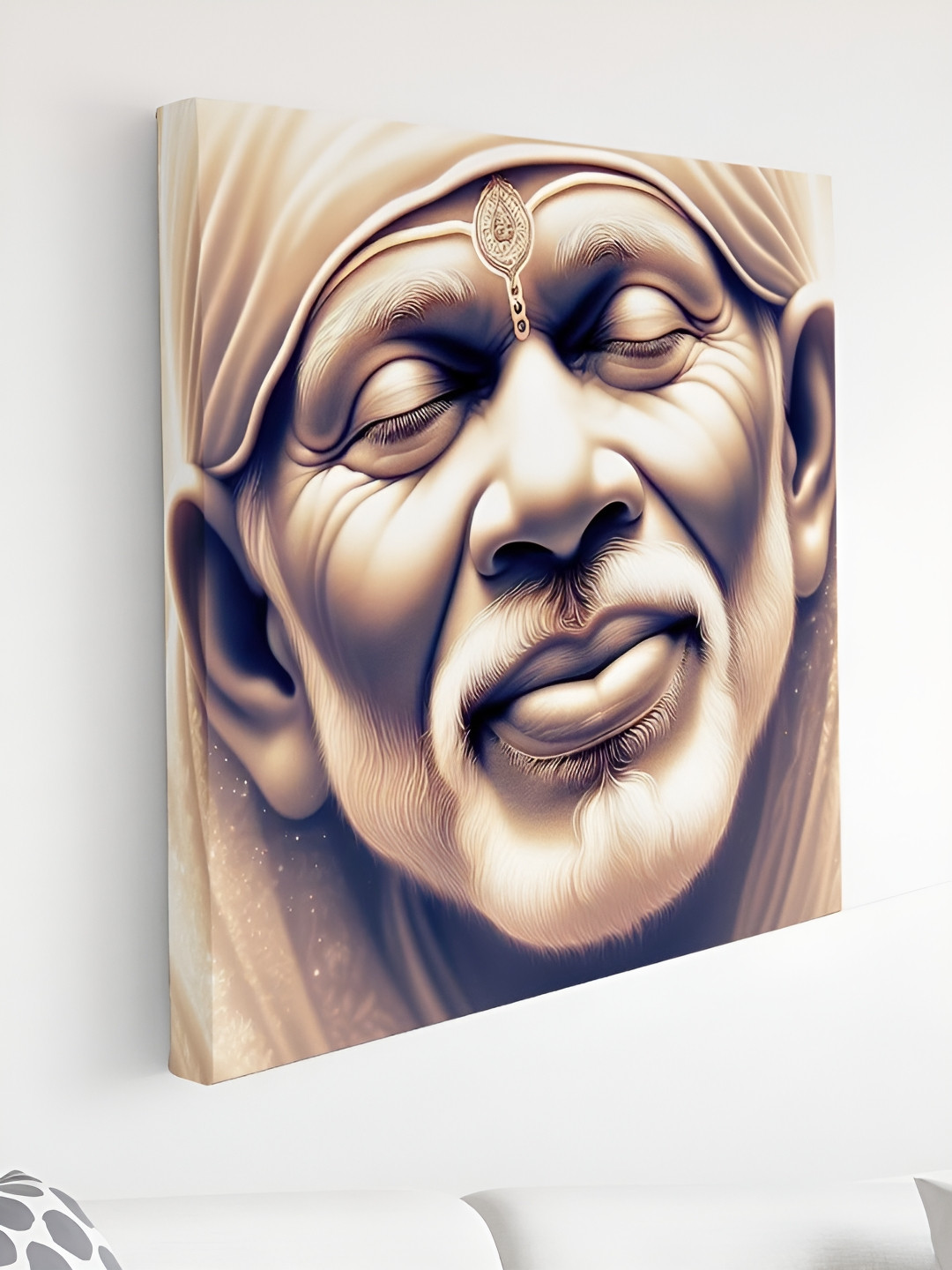 Myntra Elegant Homes Brown & White Sai Baba Religious Canvas Wall Art