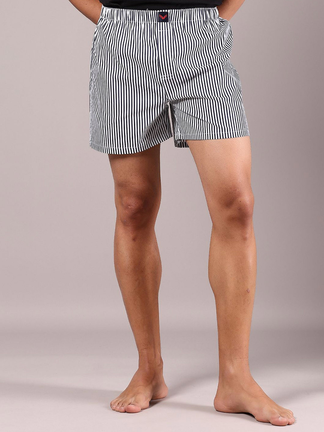 V-Mart Men Regular Fit Striped Mid-Rise Cotton Boxer Shorts