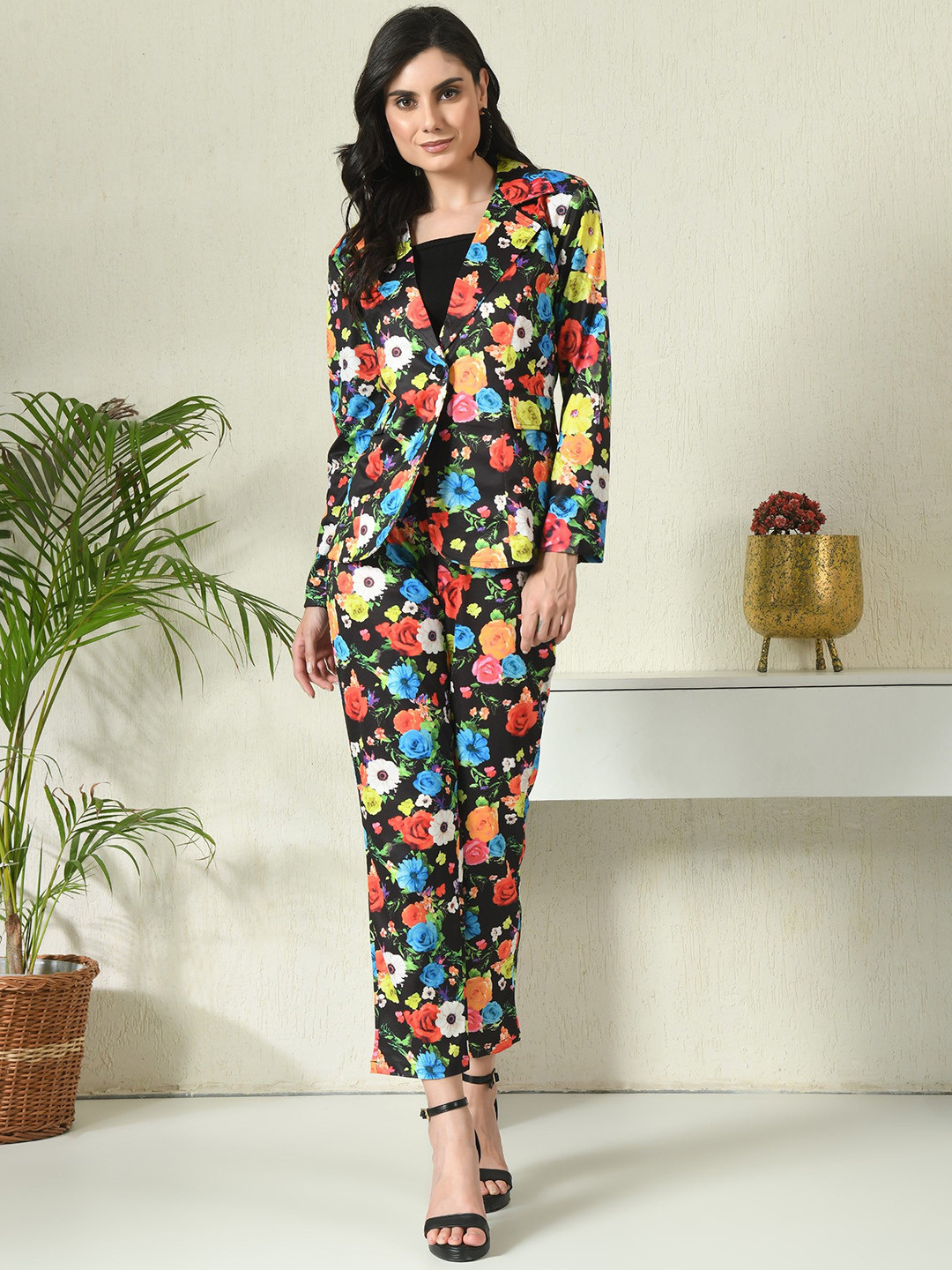 TJ FASHION Printed Three-Piece Suit