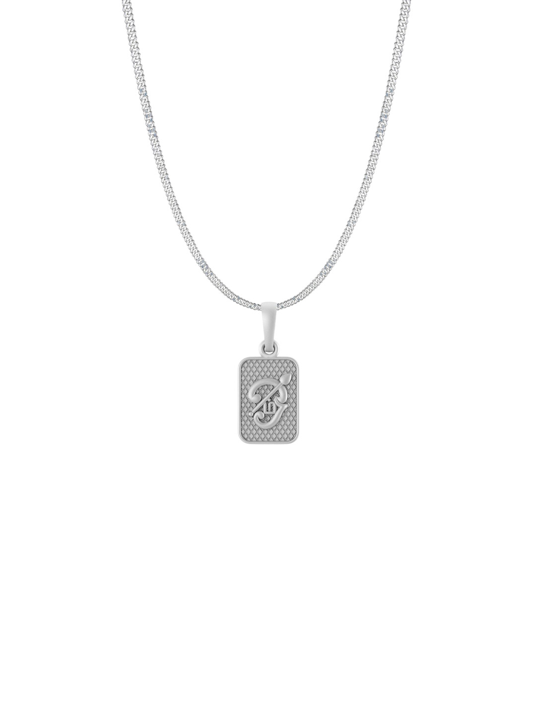 Metronaut 92.5 Sterling Silver Om Square Shaped Pendant With Chain