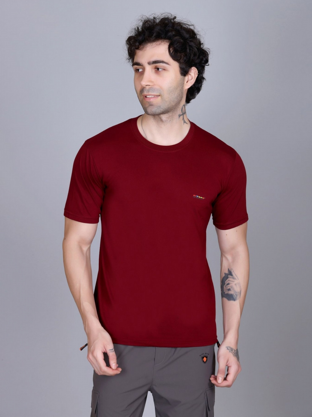 Dzant Men Air Max Solid Round Neck Cotton T-shirt