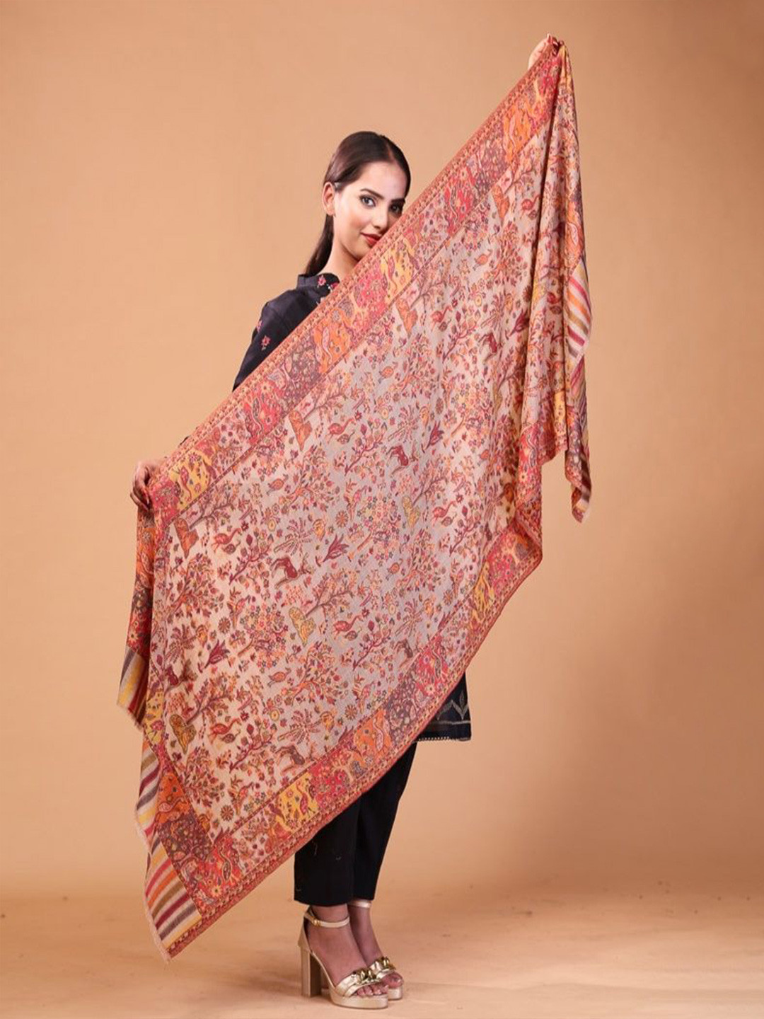 THE SHAWL STUDIO Women Fine Wool Animal Stole