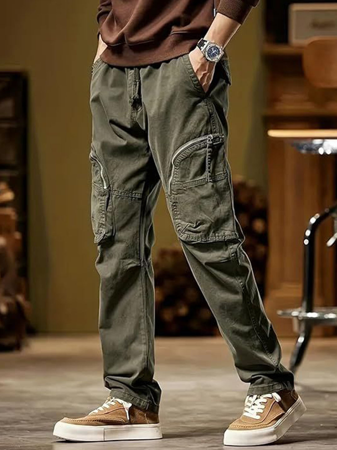 R.Code by The Roadster Life Co. Men High-Rise Regular Fit Cotton Trousers