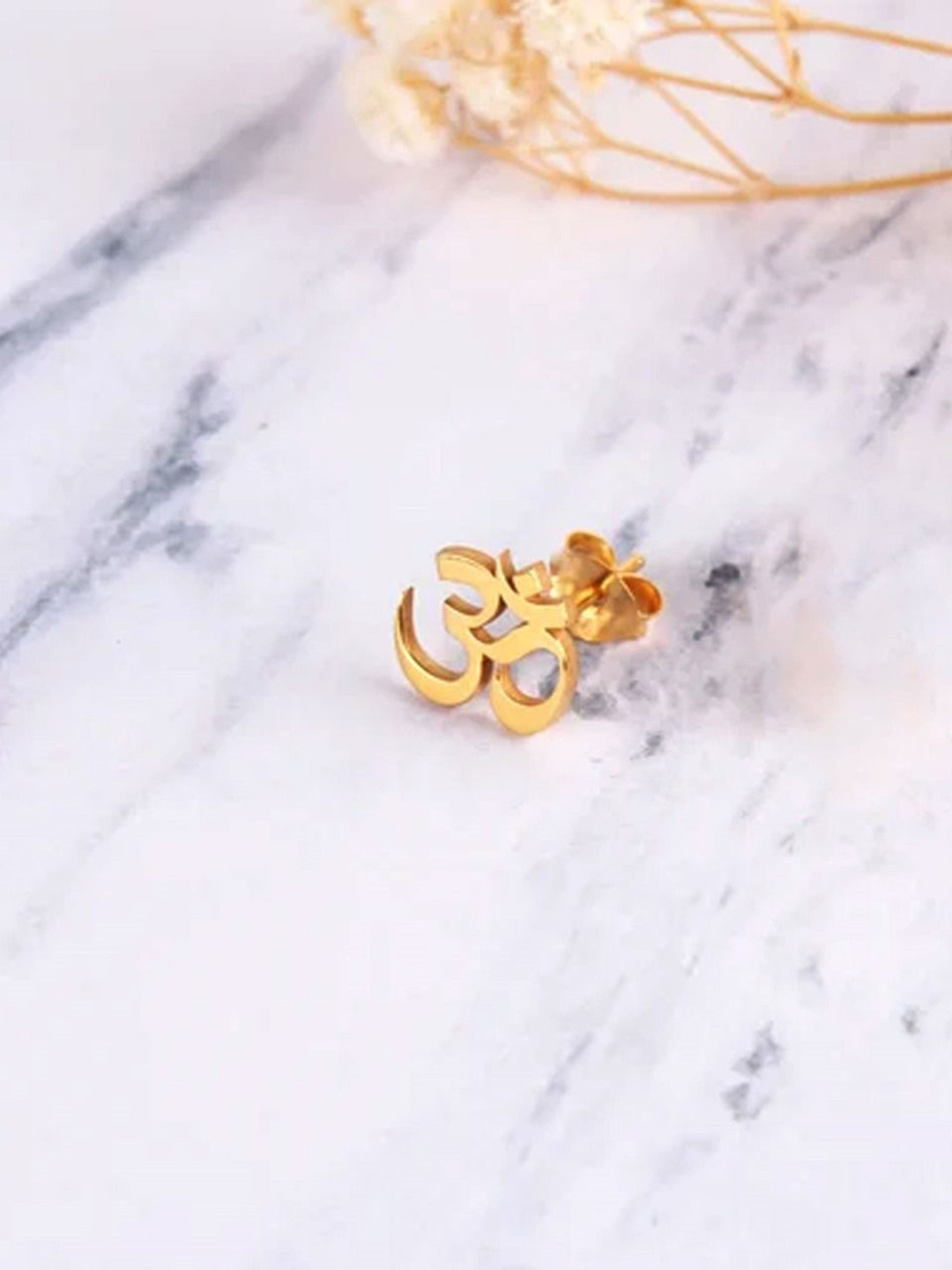 The Roadster Lifestyle Co Tiny Om Metal Studs Earrings
