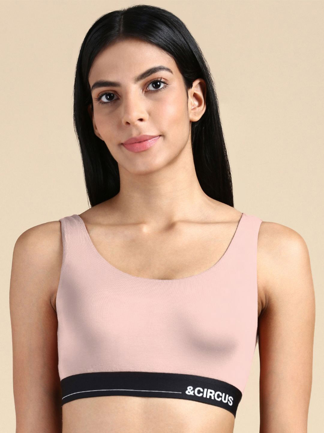 &CIRCUS Solid Lounge Bra With High Coverage Non-Padded Micro Modal