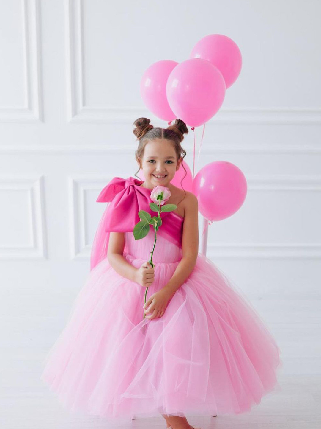 First Little Smile Women Embroidered Net Balloon Dress