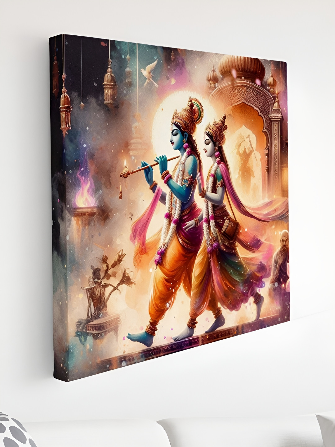 Myntra Elegant Homes Brown Lord Radha Krisna Religious Canvas Wall Art