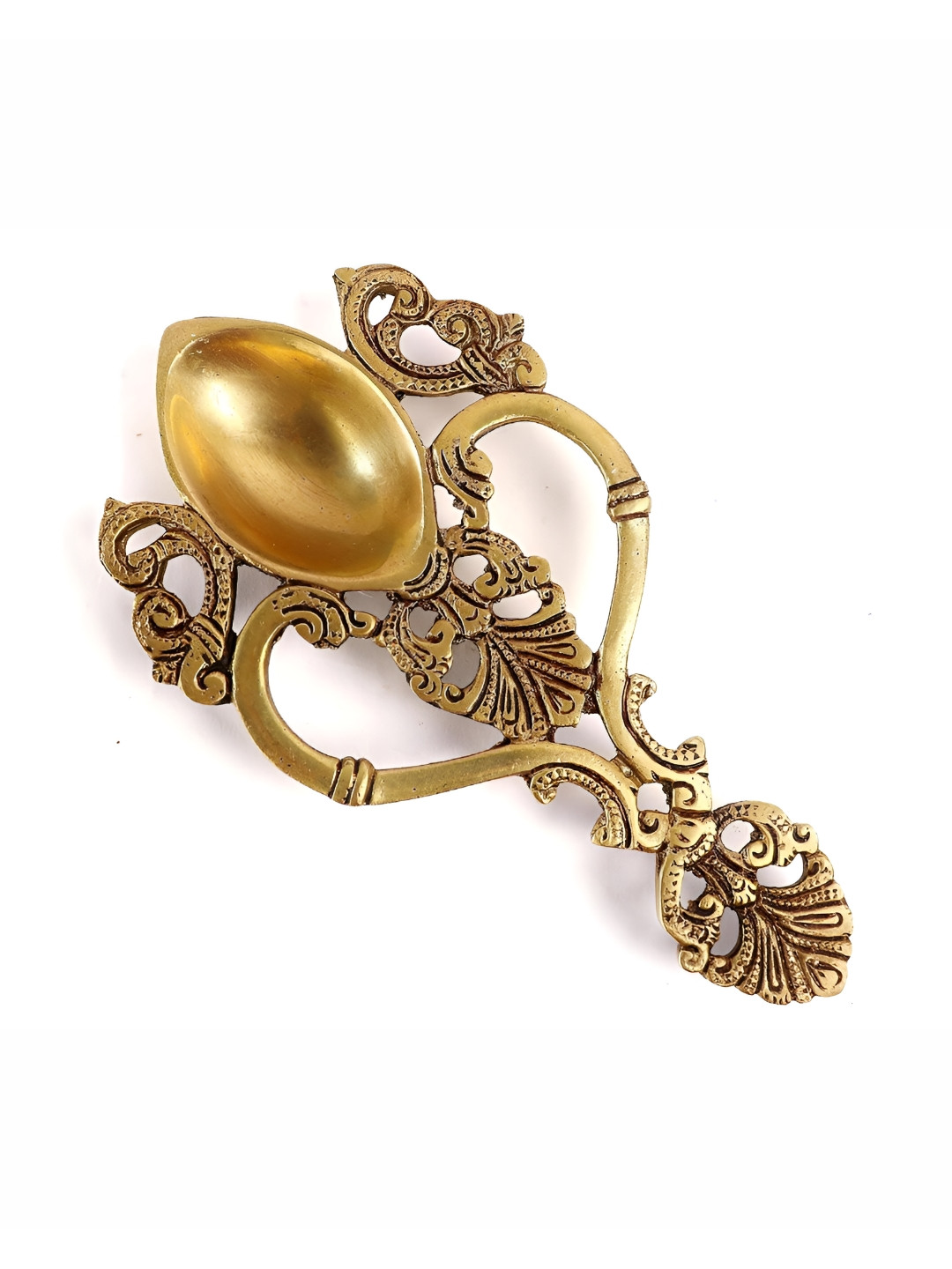 The Spiritual Living Gold-Toned Enameled Oval Hand Held Diya