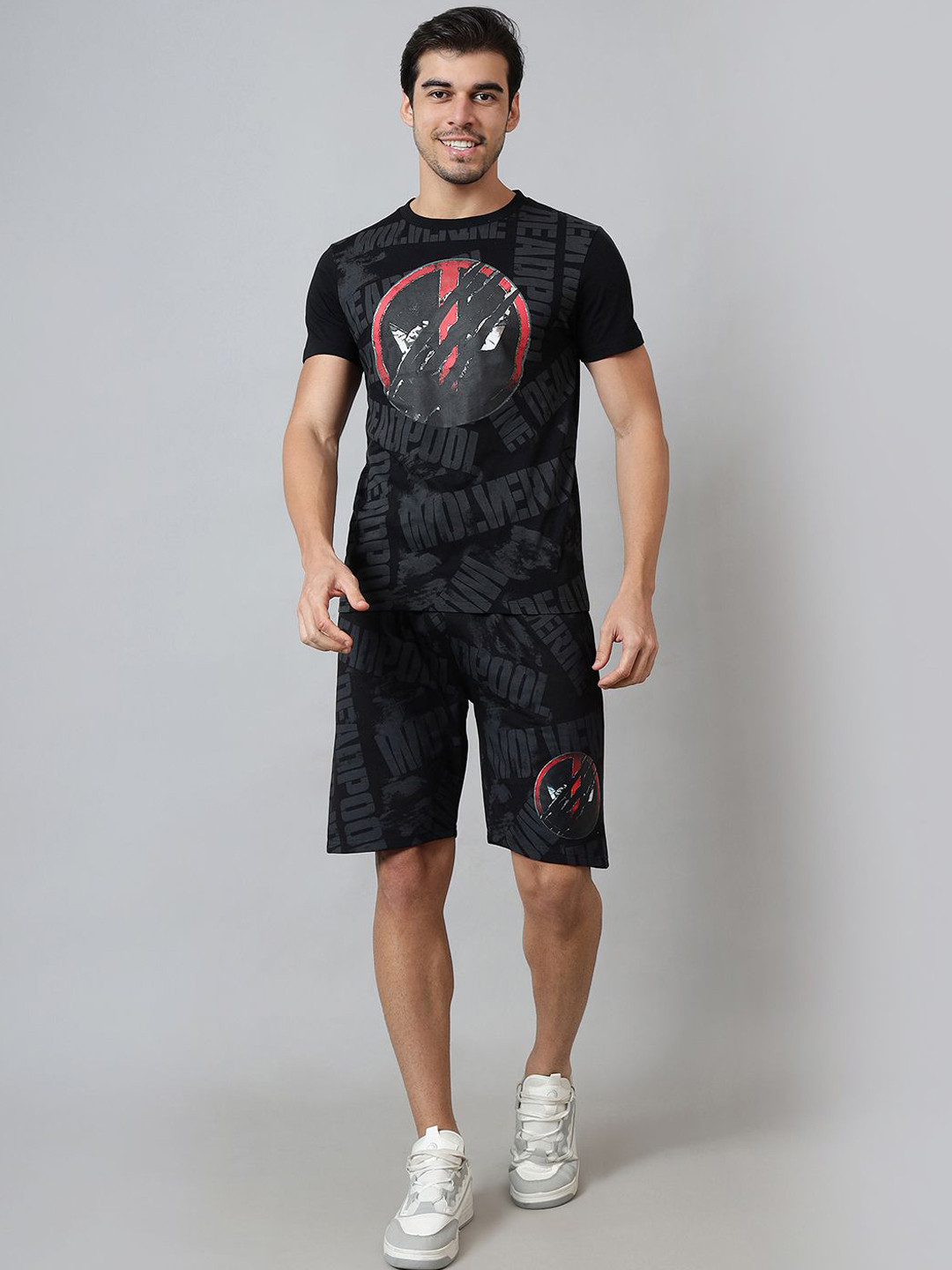 Free Authority Deadpool Printed Short Sleeves T-Shirt With Shorts