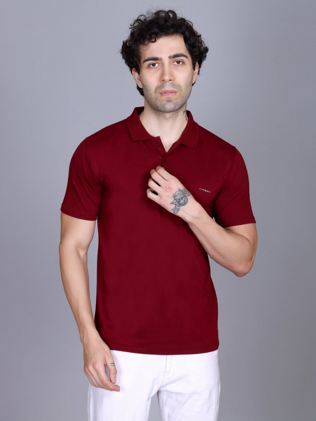 Dzant Men Air Max Solid Polo Collar Cotton T-shirt