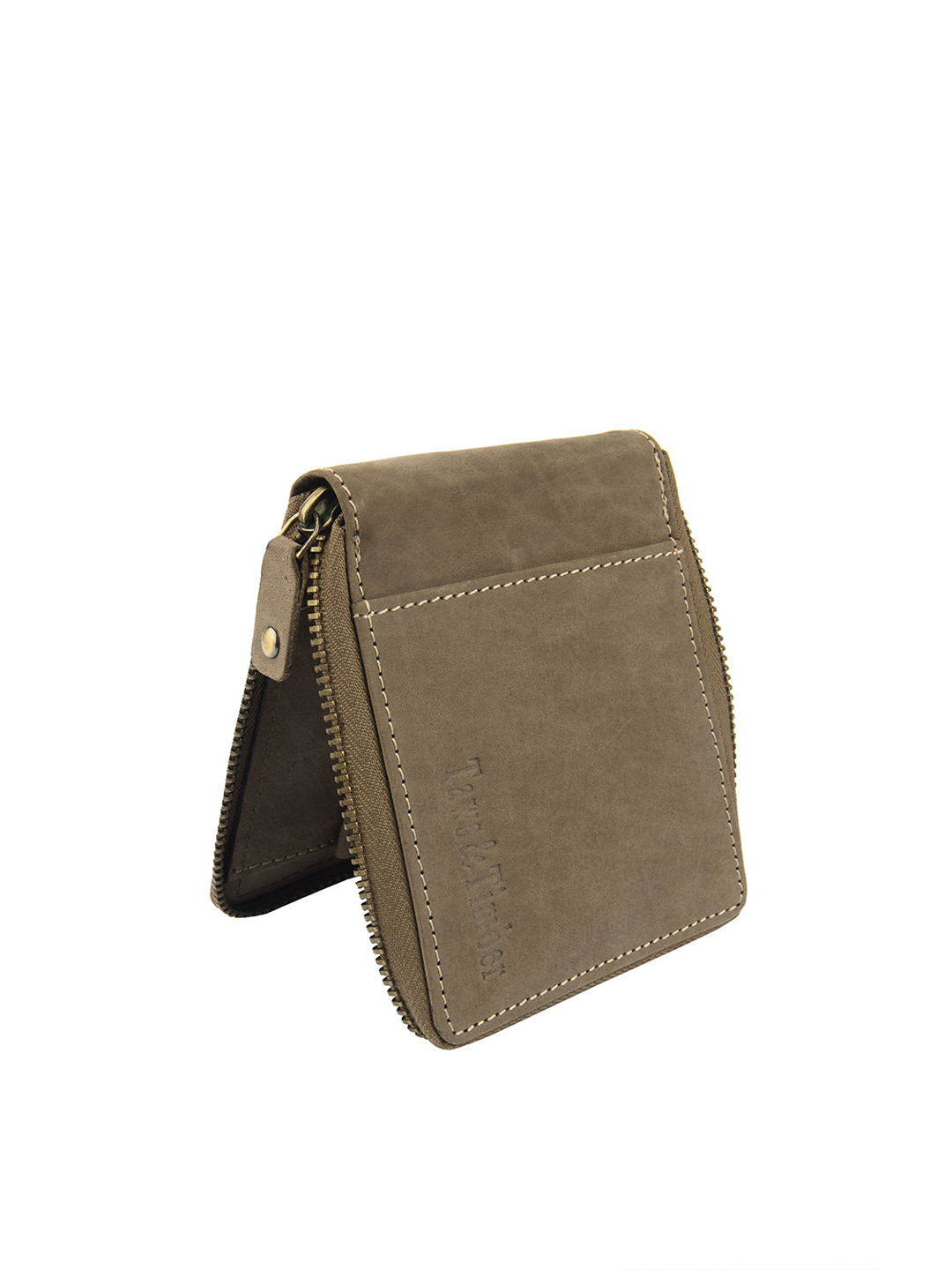 TAWS&TIMBER Men Leather Zip Around Two Fold Wallet