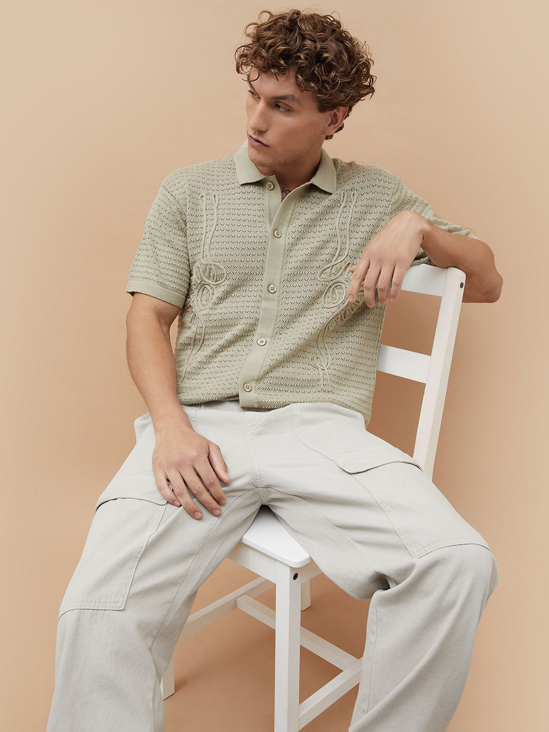 Forca Men Textured Regular Fit Cotton Casual Shirt