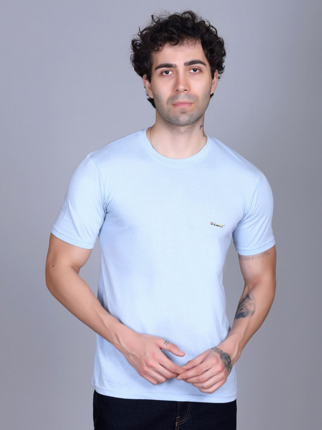 Dzant Men Air Max Solid Round Neck Cotton T-shirt