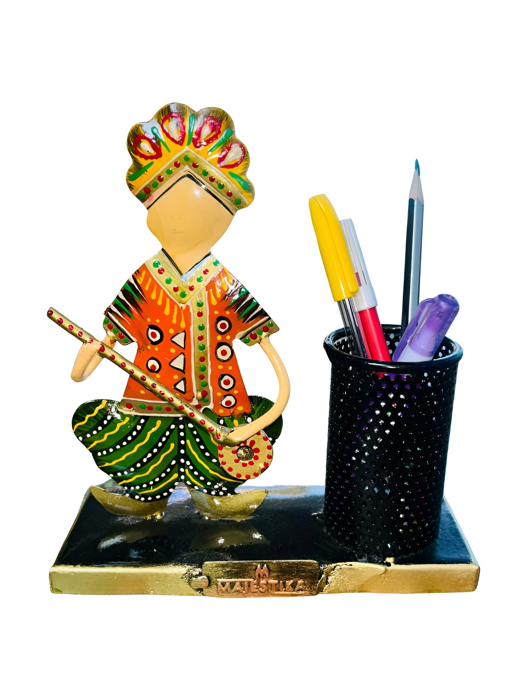 MAJESTIKA Orange Iron Glossy Prayer Room Small Showpiece - 7.5 Inches