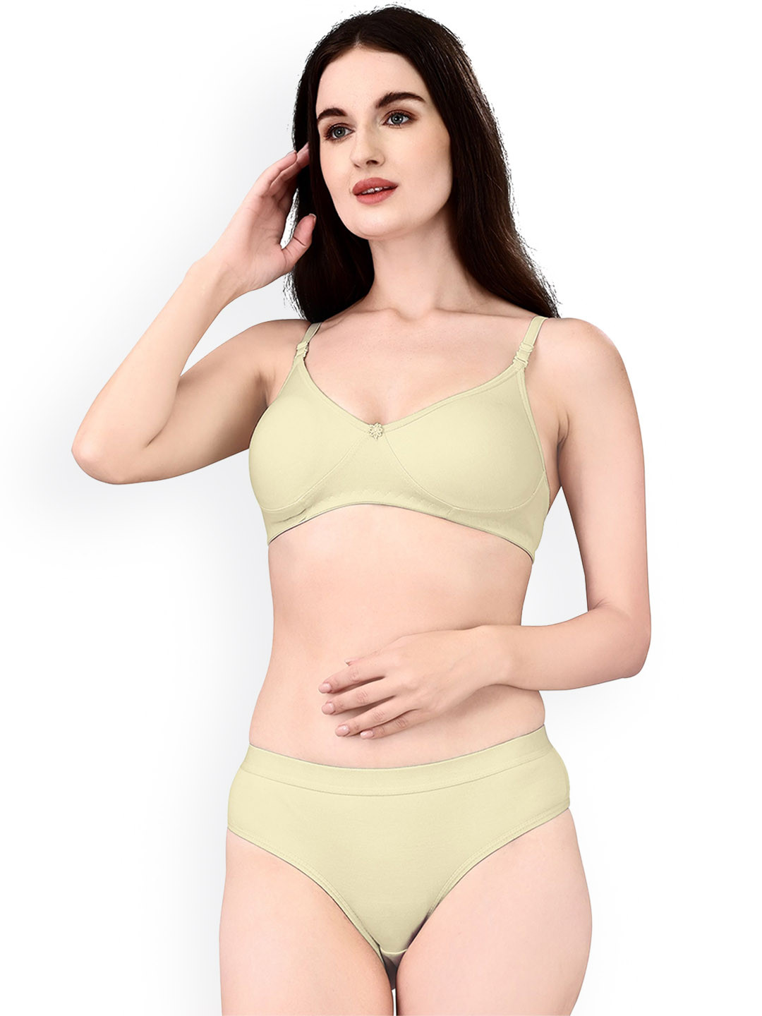 Exotica Lingerie Skin Colored Non-Padded And Non-Wired Lingerie Set With Regular Straps