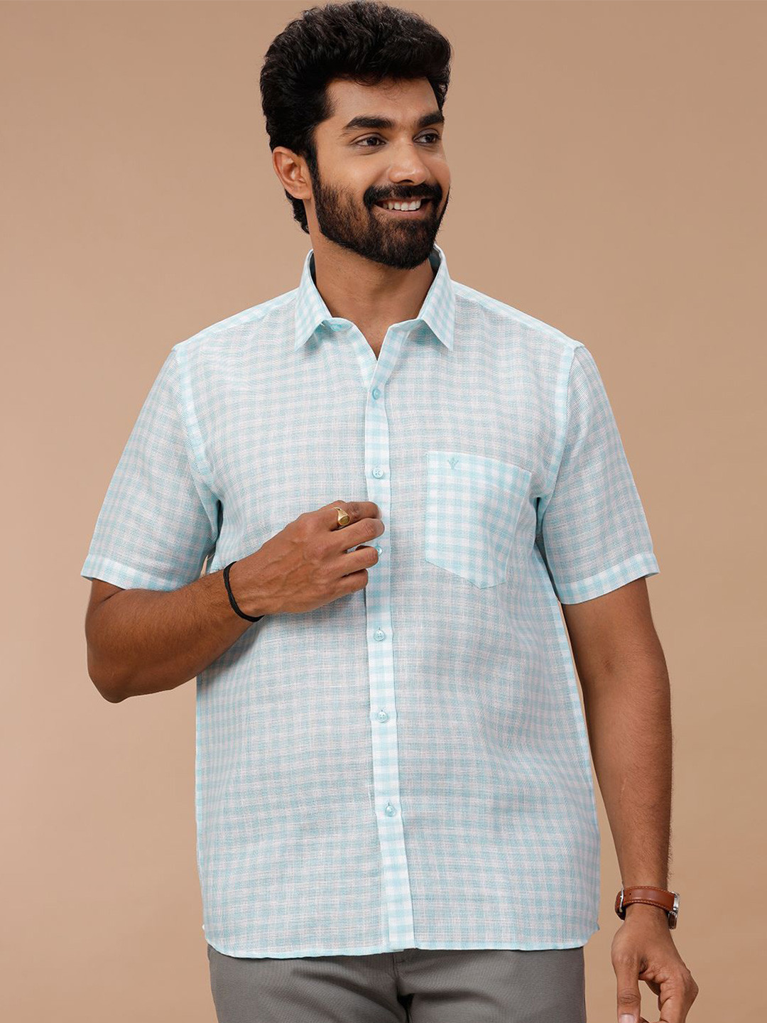 Ramraj Men Micro Checks Checked Casual Shirt
