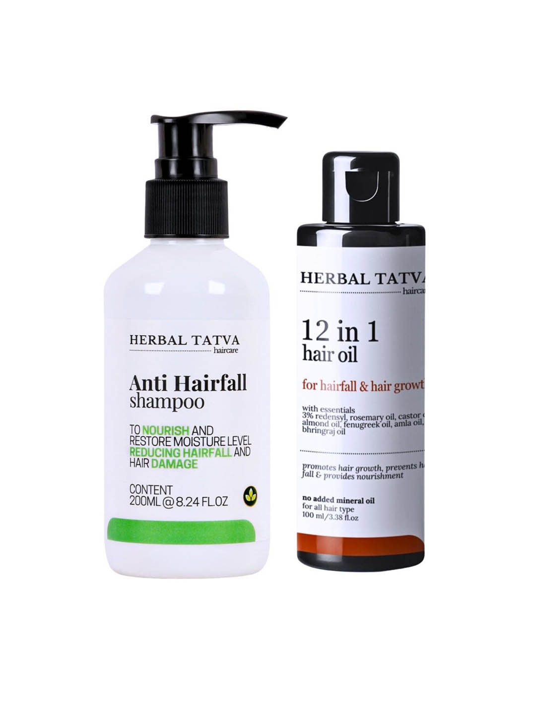 HERBAL TATVA Set Of 2 Anti Hairfall Shampoo 200ml & 12 In 1 Hair Oil 100ml