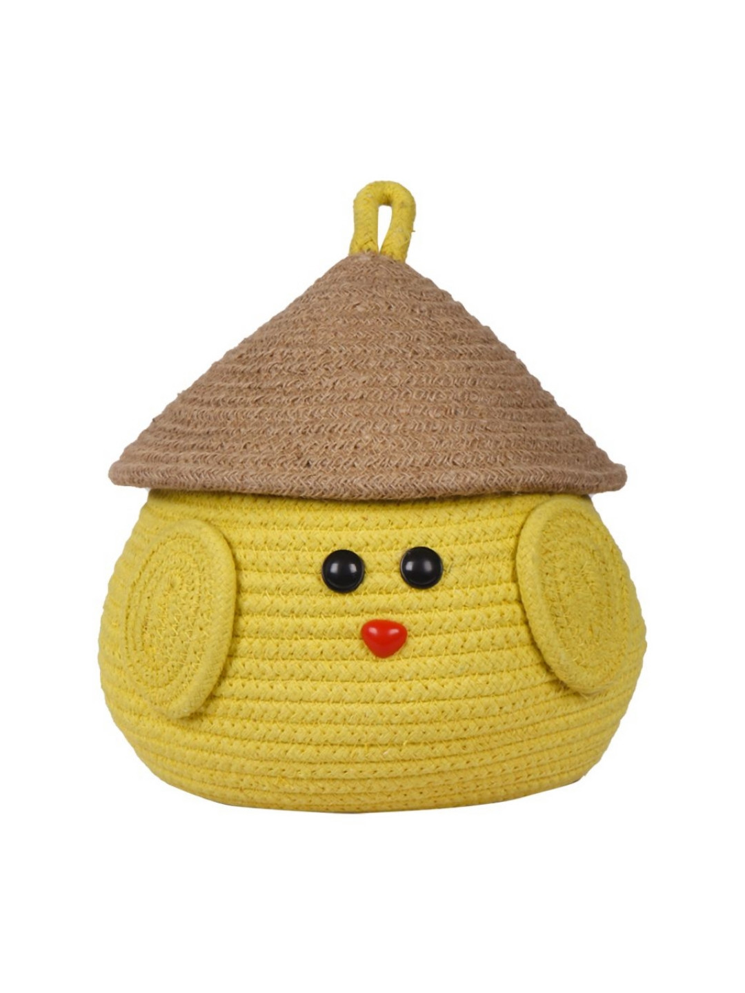 Casa Snug Yellow Cotton Storage Basket With Lid