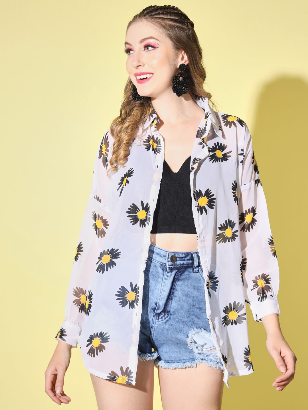 BUY NEW TREND Women Comfort Boxy Floral Semi Sheer Printed Casual Shirt