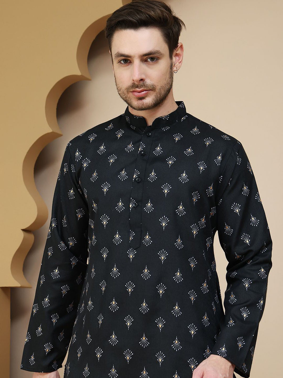 Anouk Mirage Floral Printed Mandarin Collar Straight Kurta With Pyjamas