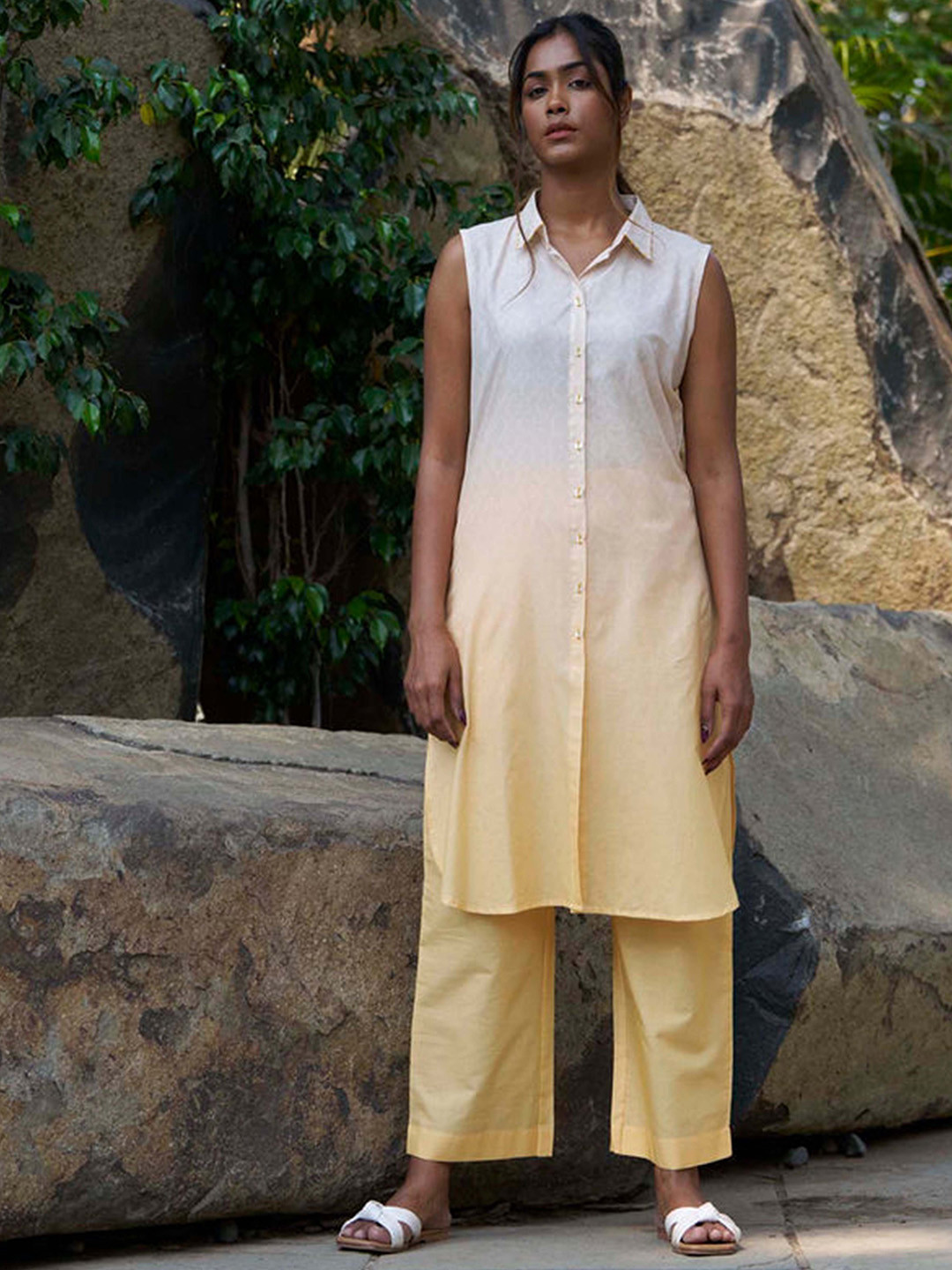 SUKRUTI DESIGN Printed Pure Cotton polo collar Neck Top With Trousers Co-Ord Set
