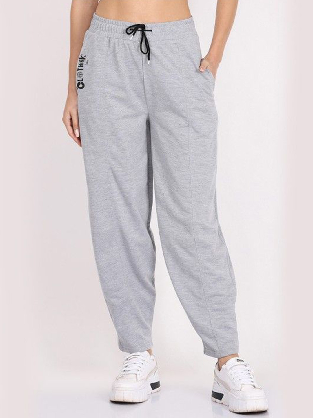 CLOTHINK INDIA Women Cotton Relaxed-Fit High-Rise Track Pant