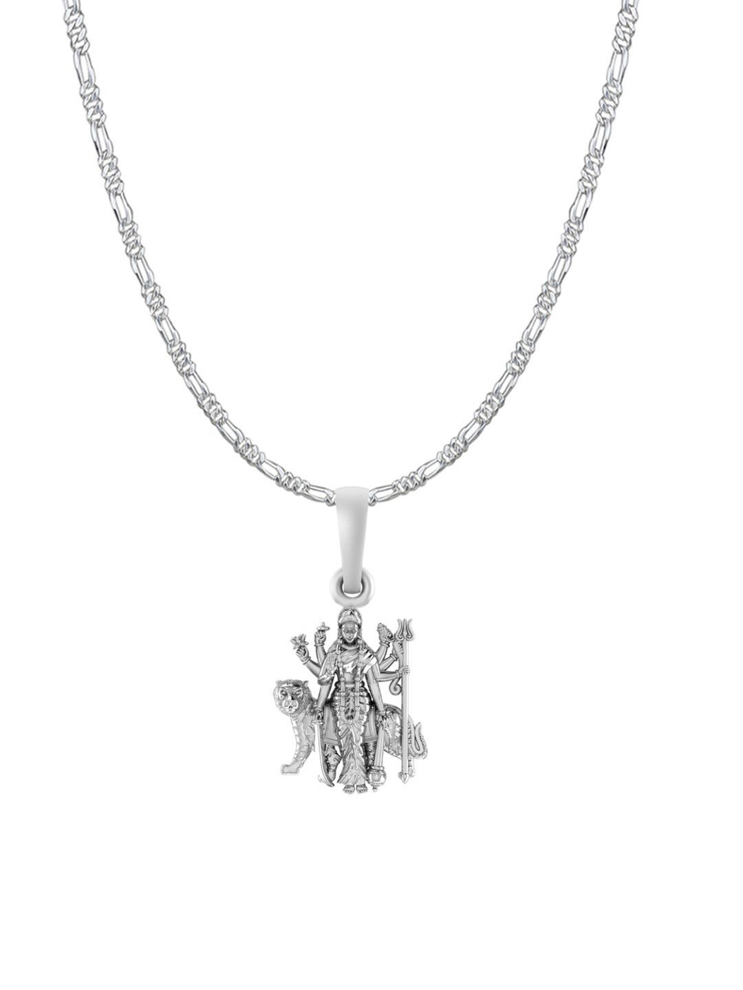 Metronaut Men 925 Sterling Silver Durga Maa Pendant With Chain
