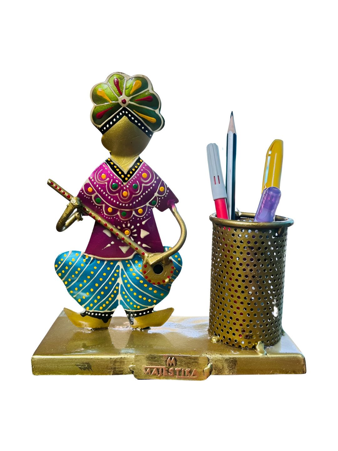 MAJESTIKA Gold Iron Metallic Living Room Music Small Showpiece - 7.5 Inches